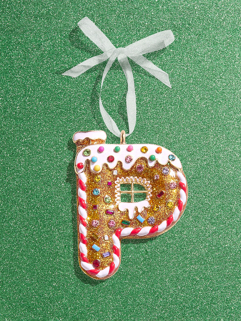 BaubleBar P - 
    Initial gingerbread holiday ornament
  
