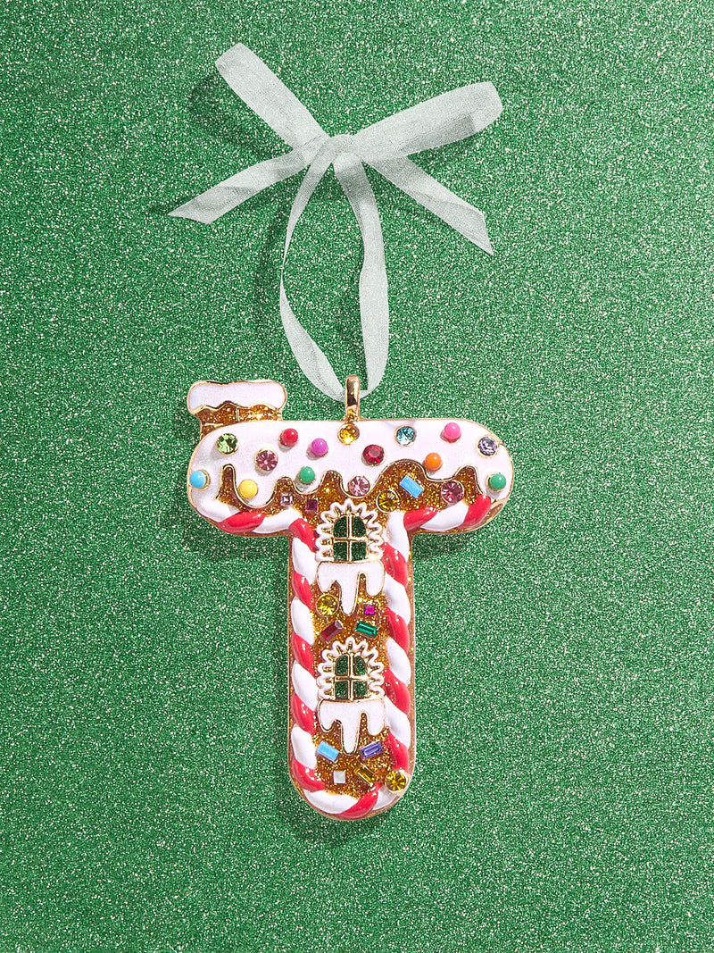 BaubleBar T - 
    Initial gingerbread holiday ornament
  
