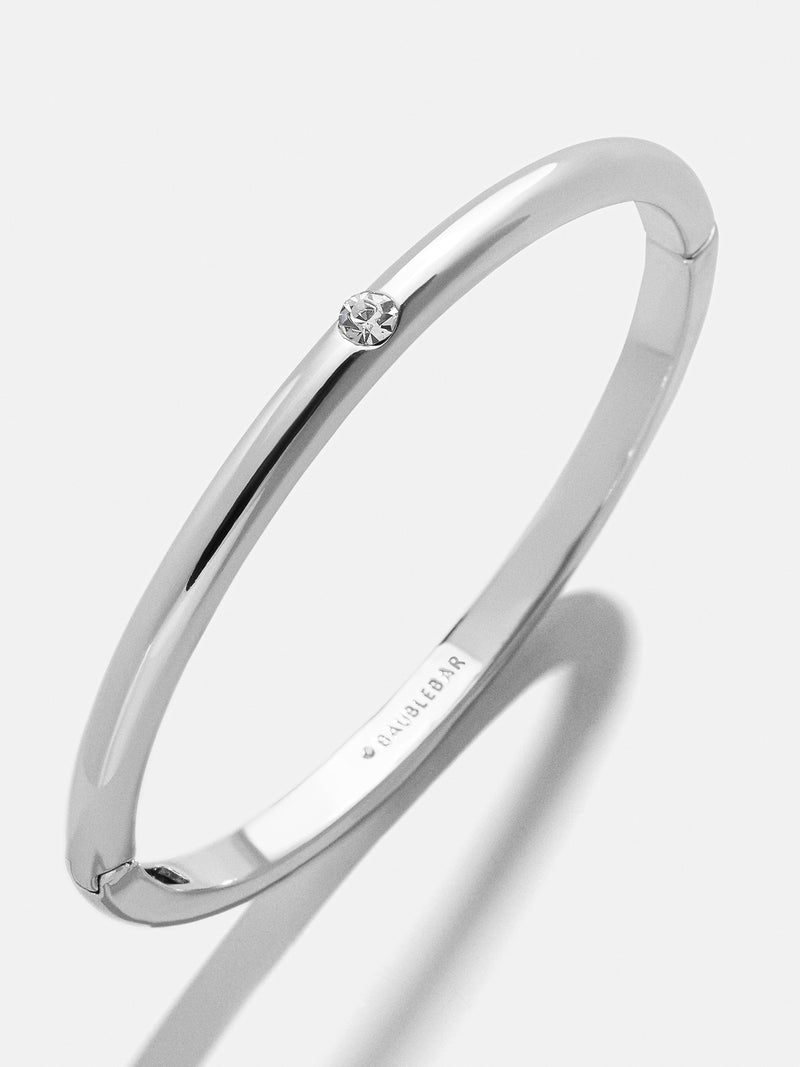 Nadia Classic Hinge Bangle - Classic Thin Silver Single Bezel