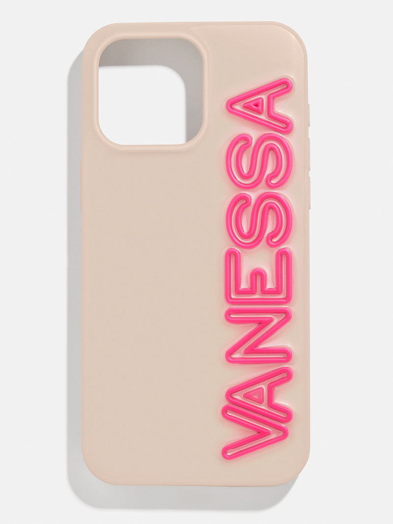 Fine Line Custom iPhone Case - Beige/Hot Pink