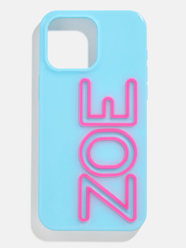 Fine Line Custom iPhone Case - Light Blue/Hot Pink