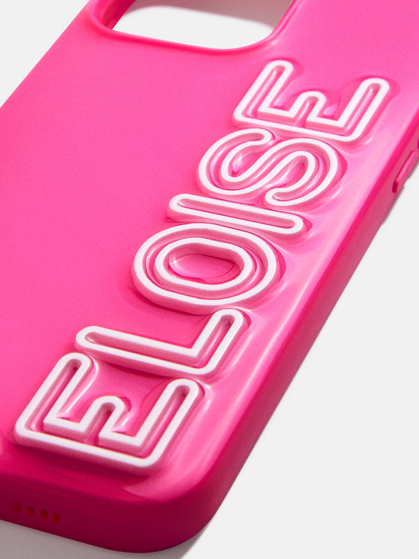 Fine Line Custom iPhone Case - Hot Pink/White