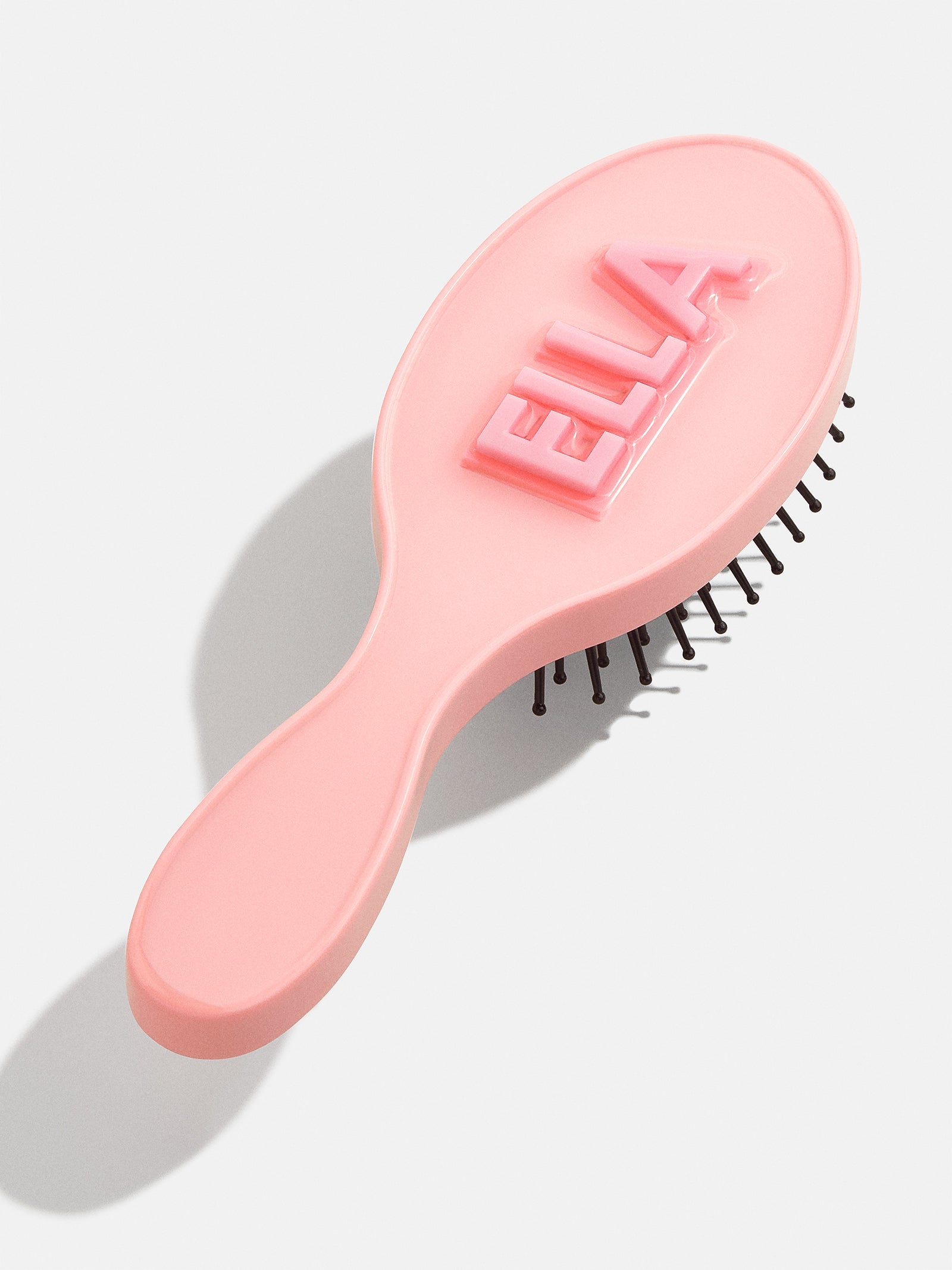 Block Font Mini Custom Hair Brush - Pink