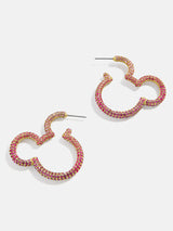 BaubleBar Disney Mickey Mouse Pink Pavé Outline Hoop Earrings - Pink - 
    Disney hoop earrings
  
