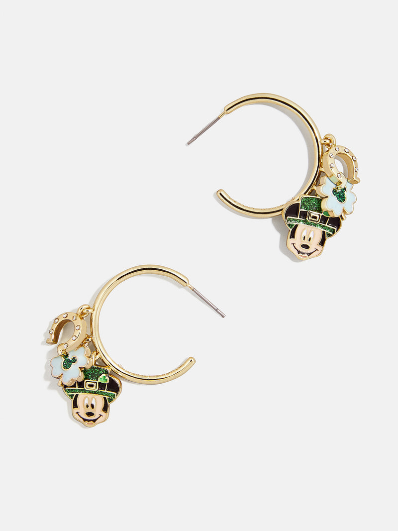 BaubleBar Disney Mickey Mouse Lucky Charms Hoop Earrings - Mickey Mouse - 
    Gold hoops with holiday and Mickey Mouse-themed charms
  
