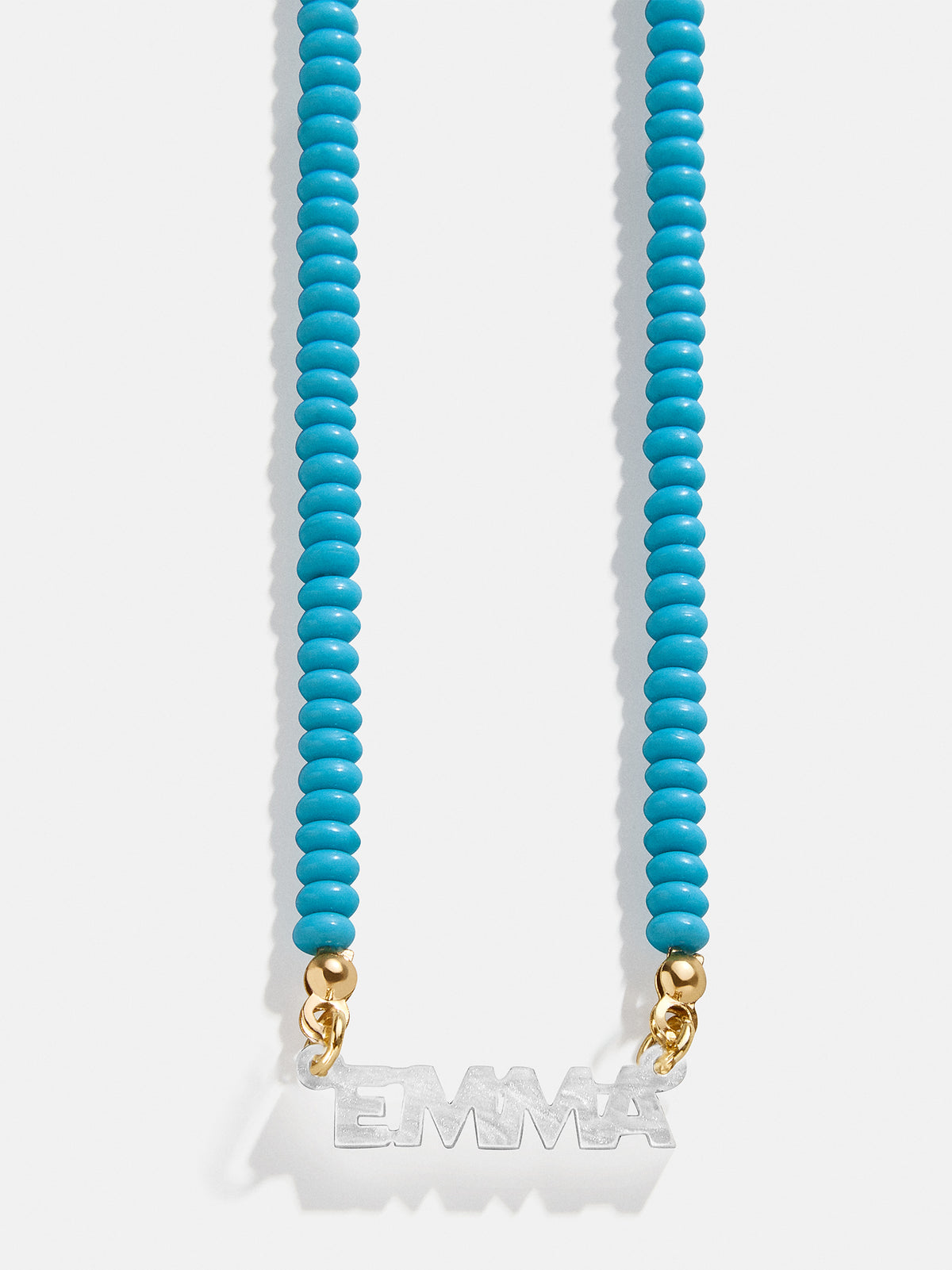 Kids' Beaded Custom Nameplate Necklace - Turquoise