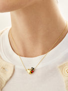 Disney Mickey Mouse Hugging Heart Necklace - Gold