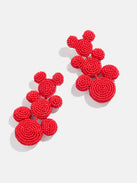 Disney Mickey Mouse Beaded Statement Earrings - Red