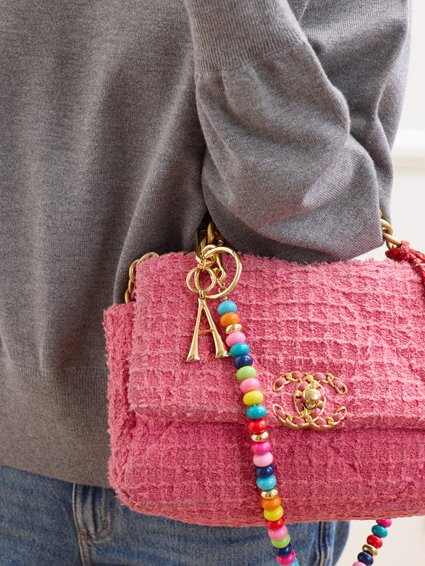 Initial Enamel Bag Charm - Gold