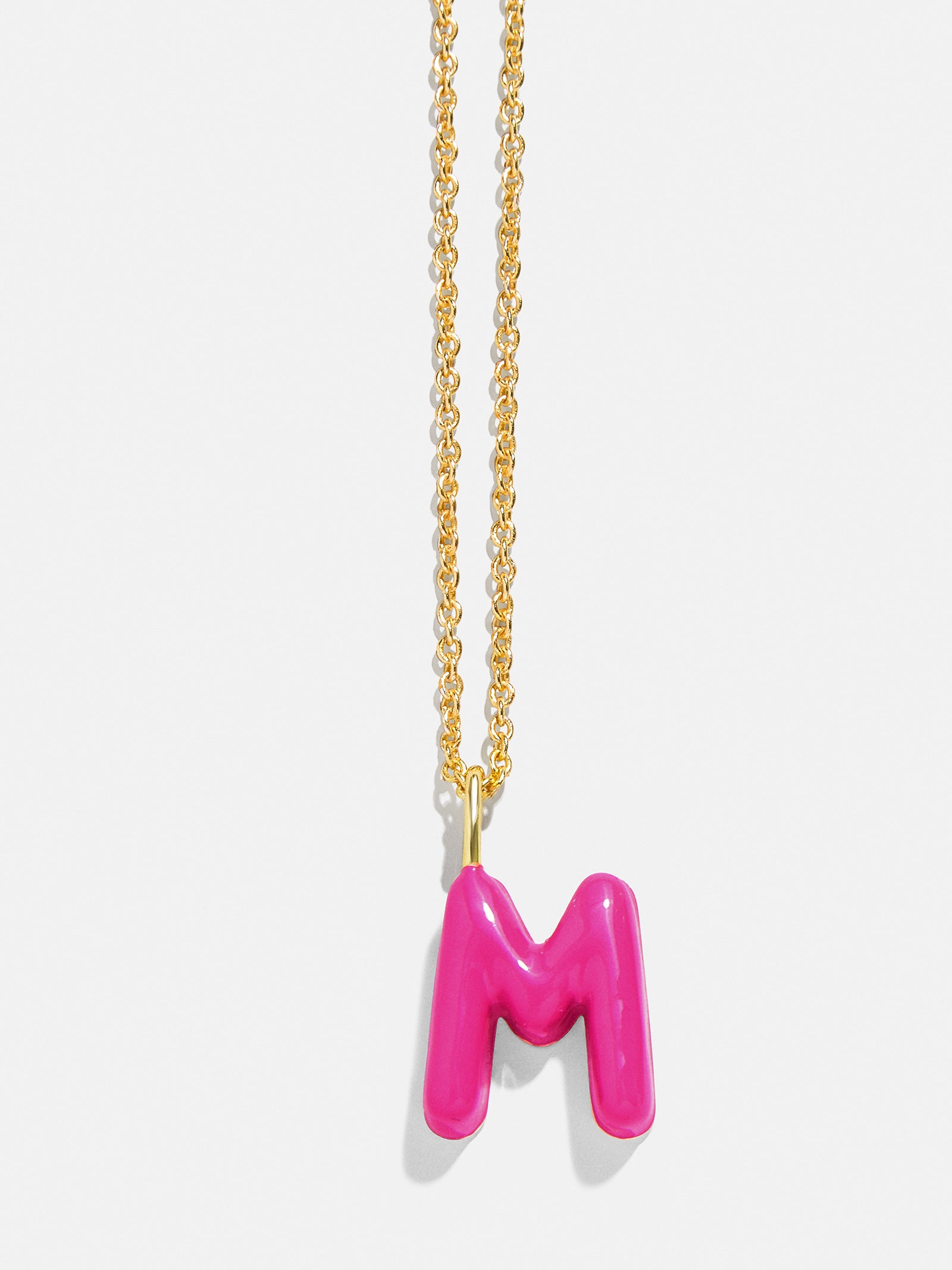 Mini Bubble Initial Enamel Necklace - Hot Pink