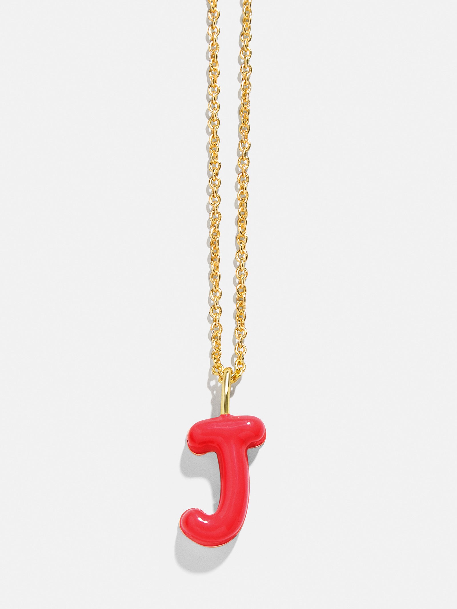 Mini Bubble Initial Enamel Necklace -  Red