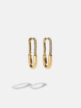 BaubleBar Liza Hoop Earrings - Gold/Pavé - 
    Pavé paperclip hoop earrings
  
