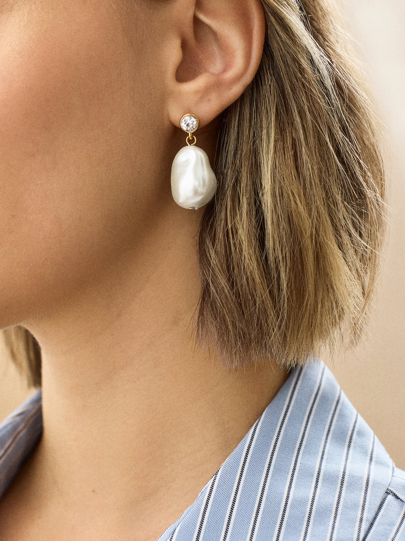 BaubleBar Elizabeth Earrings - White - 
    Crystal and pearl drop earrings
  
