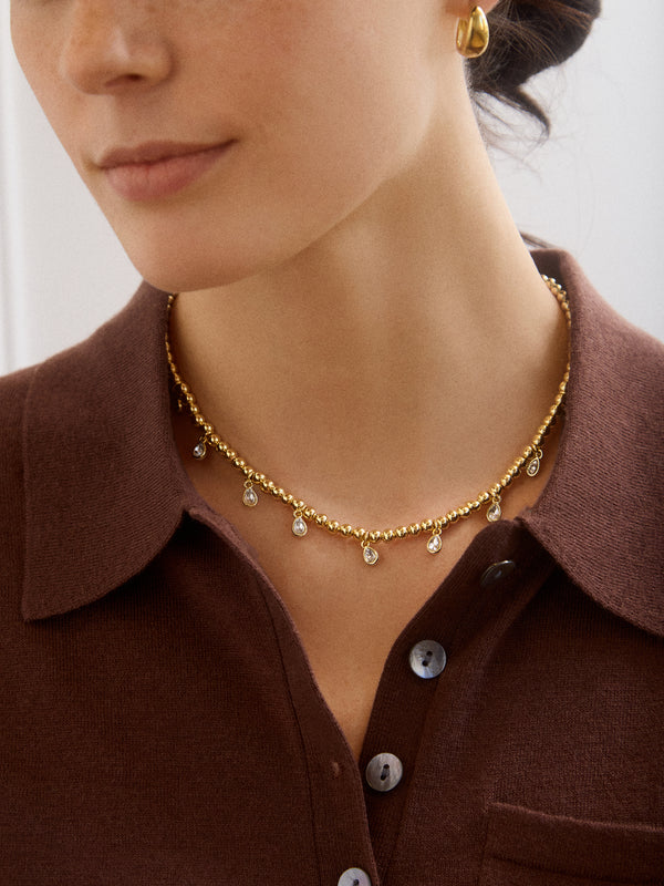 Joelle Pisa Necklace - Gold/Pavé