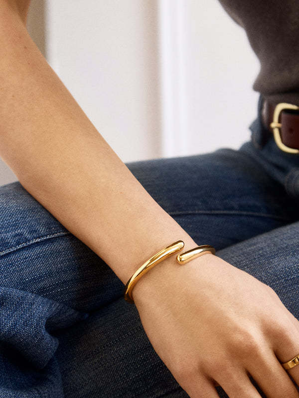 Ava Hinge Bangle - Cross Gold Bangle