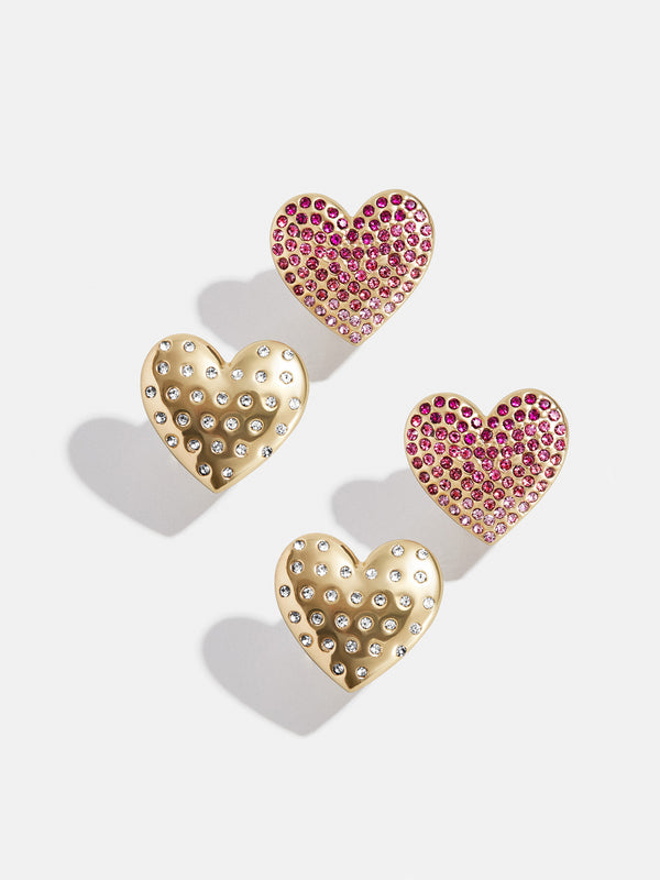 Heart To Heart Kids' Clip-On Earring Set - Pavé Heart Stud