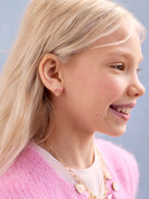 18K Gold Heart Of Gold Kids' Earrings - Pink