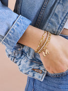 Chunky Charm Initial Bracelet - Gold