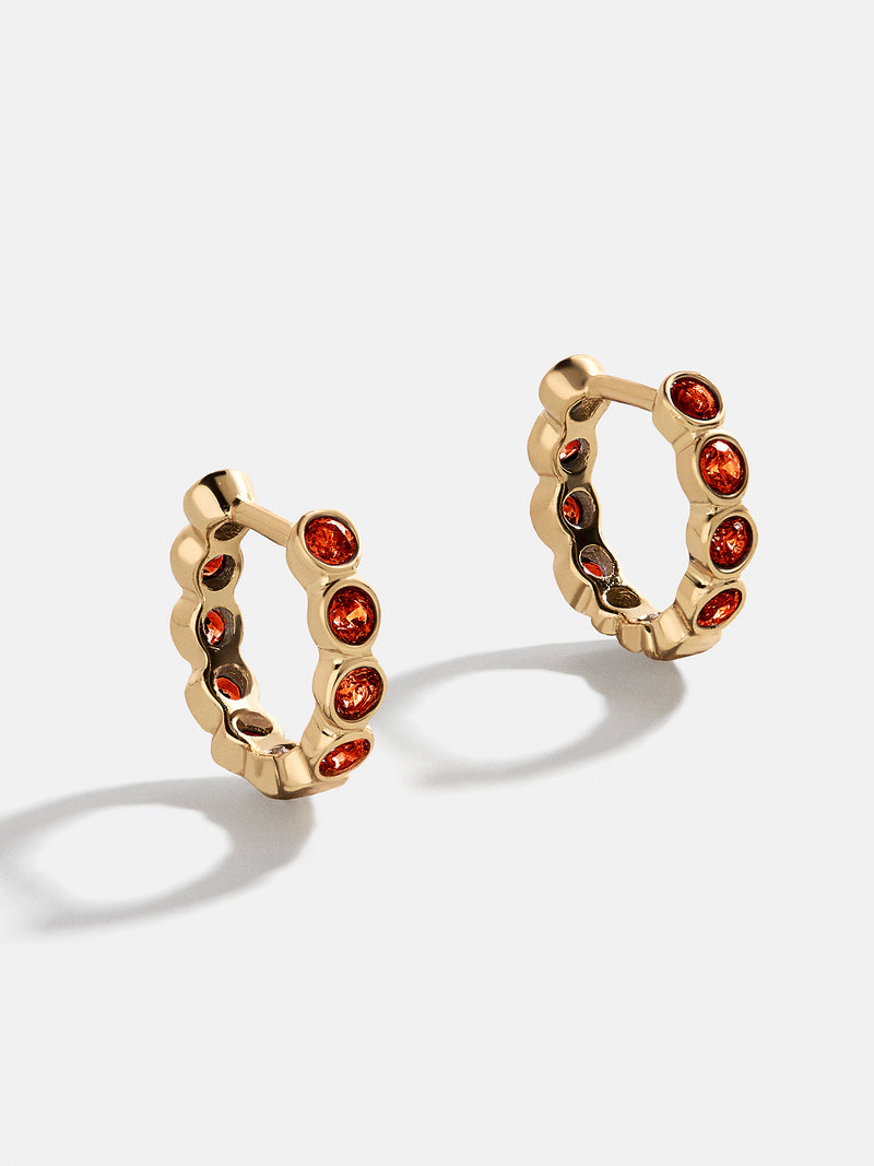 Jessica 18K Gold Birthstone Earrings - Garnet