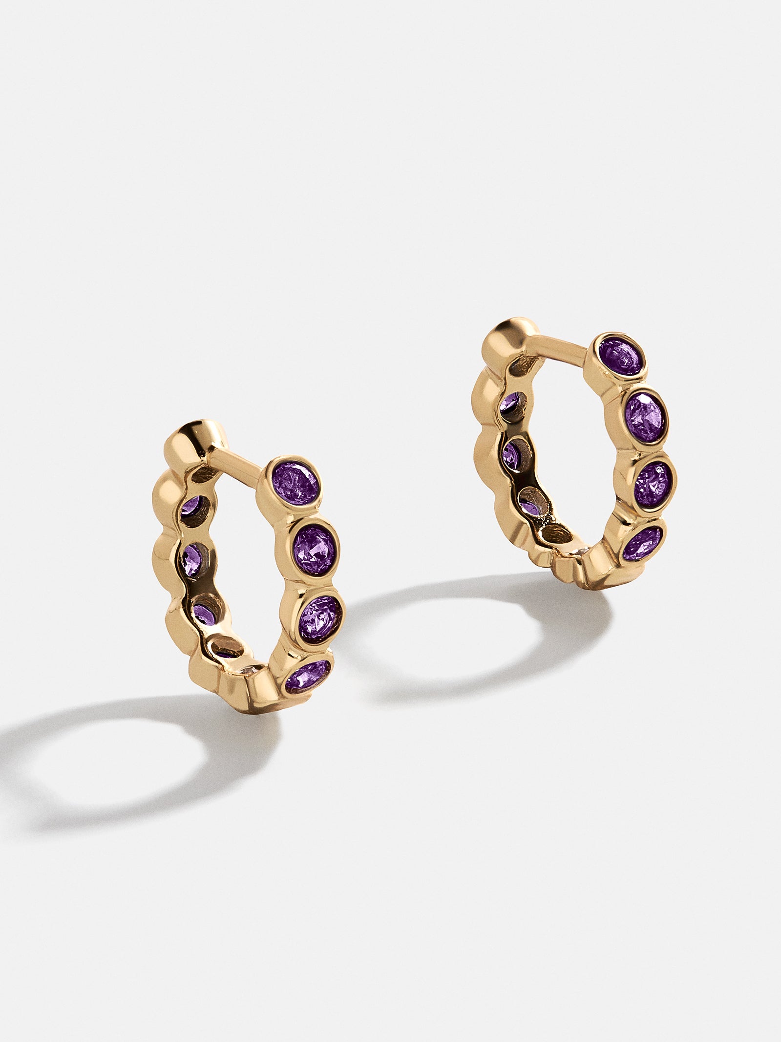 Jessica 18K Gold Birthstone Earrings - Amethyst