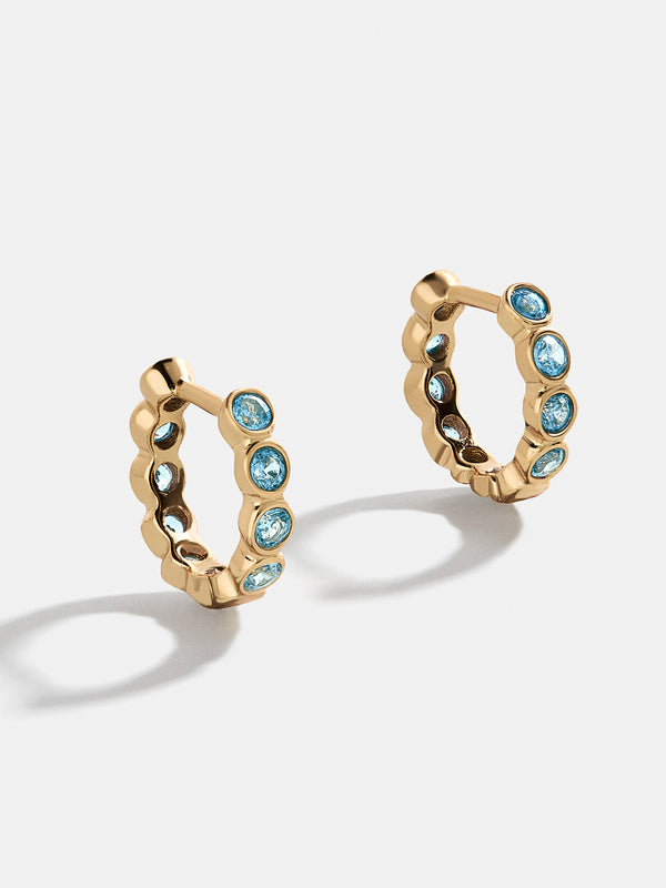 Jessica 18K Gold Birthstone Earrings - Aquamarine