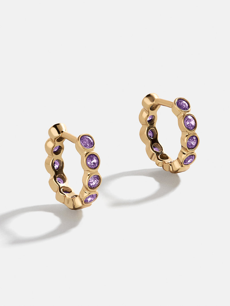 Jessica 18K Gold Birthstone Earrings - Light Amethyst