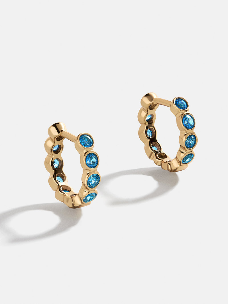 Jessica 18K Gold Birthstone Earrings - Blue Zircon