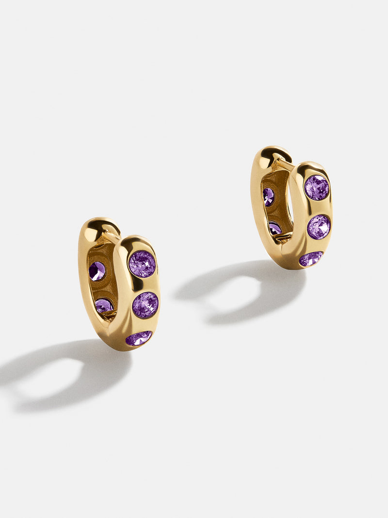 Sydney 18k Gold Birthstone Earrings - Amethyst