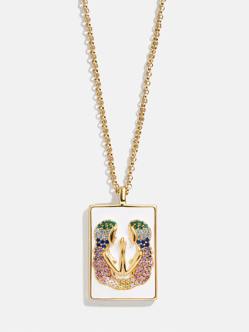 Reversible 18K Gold Zodiac Pendant Necklace - Gemini