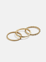 BaubleBar Gabriela Ring Set - Gold/Pavé - 
    Three gold stacking rings
  
