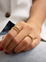 BaubleBar Jenny Ring Set - Gold/Pavé - 
    Three gold stacking rings
  
