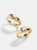 BaubleBar Vanessa Ring Set - Gold/Pavé - 
    Two gold stacking rings 
  
