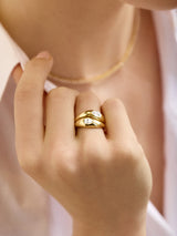 BaubleBar Vanessa Ring Set - Gold/Pavé - 
    Two gold stacking rings 
  
