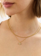 18K Gold Motif Necklace - Evil Eye