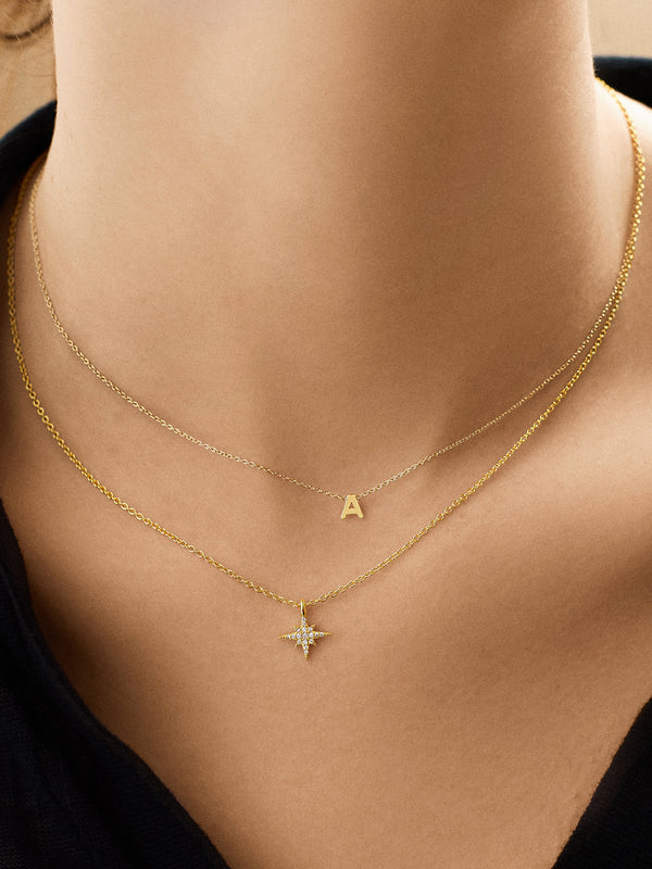 18K Gold Motif Necklace - North Star