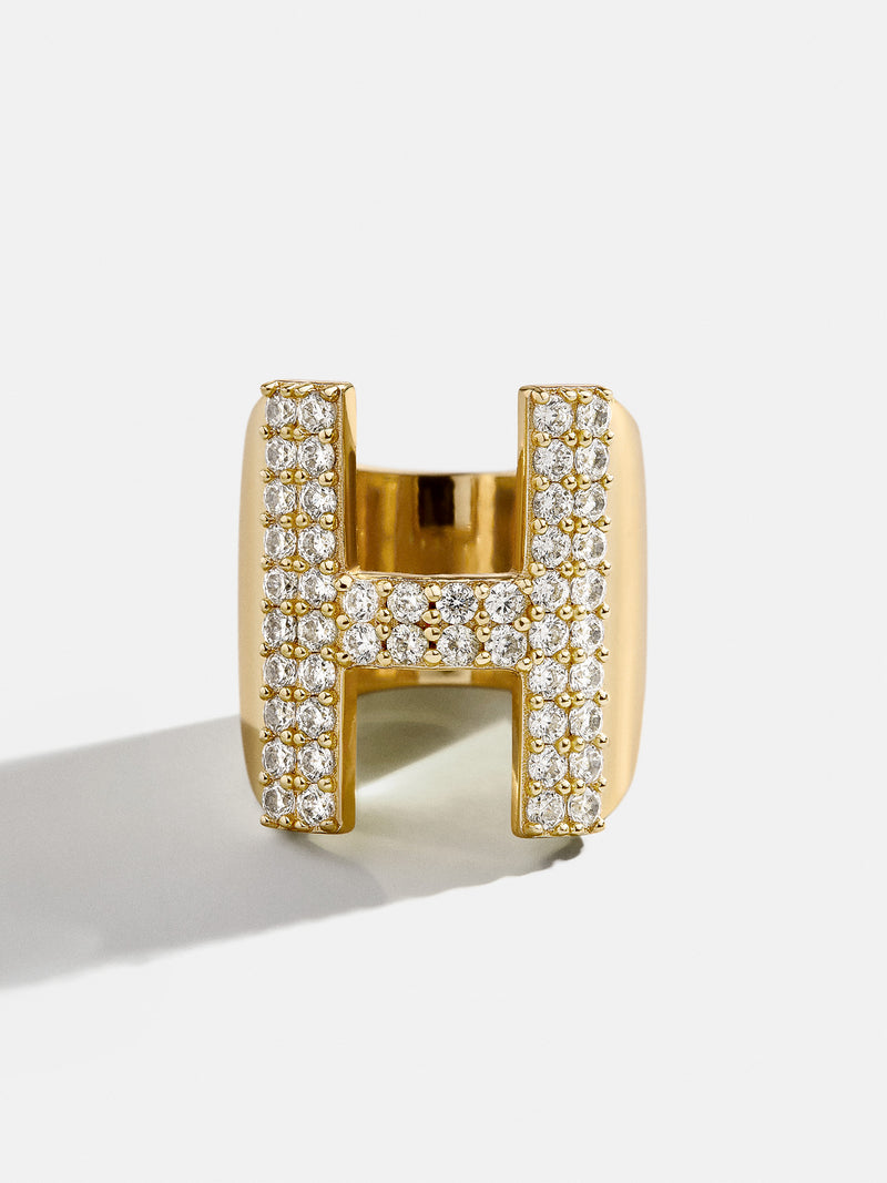 BaubleBar Custom Pavé Initial Ring - Gold/Pavé - 
    All New For You: Enjoy 20% Off
  
