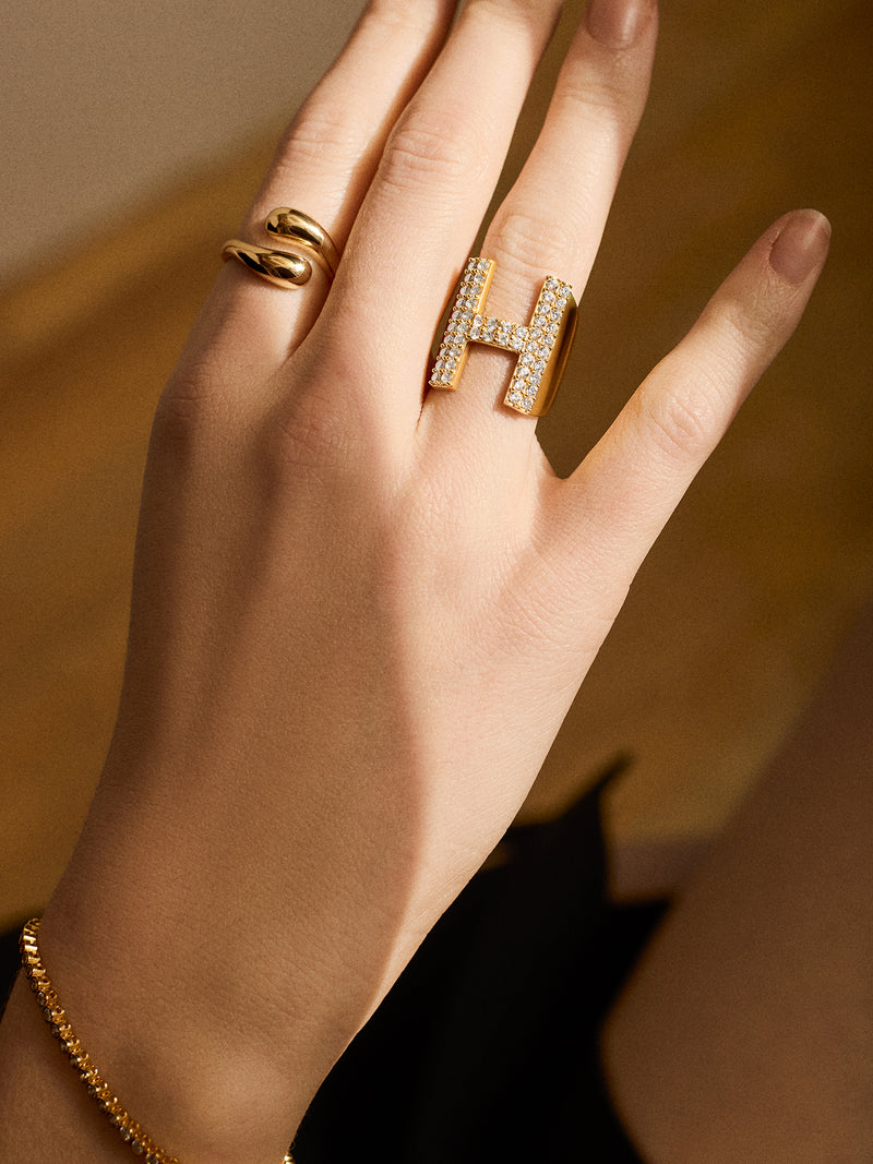 BaubleBar Custom Pavé Initial Ring - Gold/Pavé - 
    All New For You: Enjoy 20% Off
  
