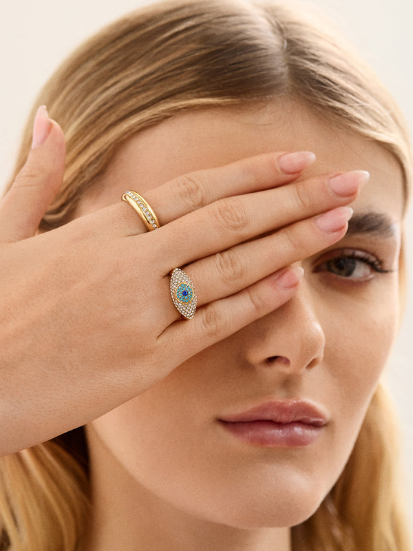 Eyes Out Statement Ring - Blue/Gold