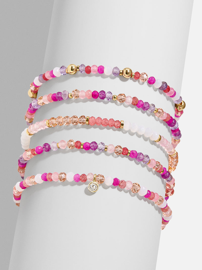 Indya Semi-Precious Bracelet Set - Pink