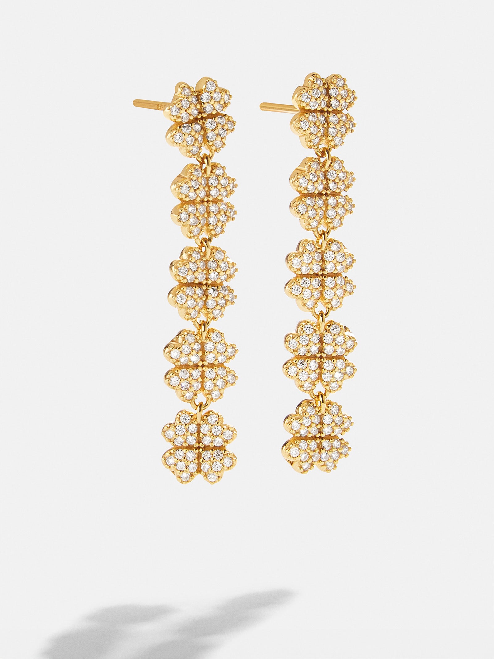 18K Gold Lucky Clover Drop Earrings - Clover