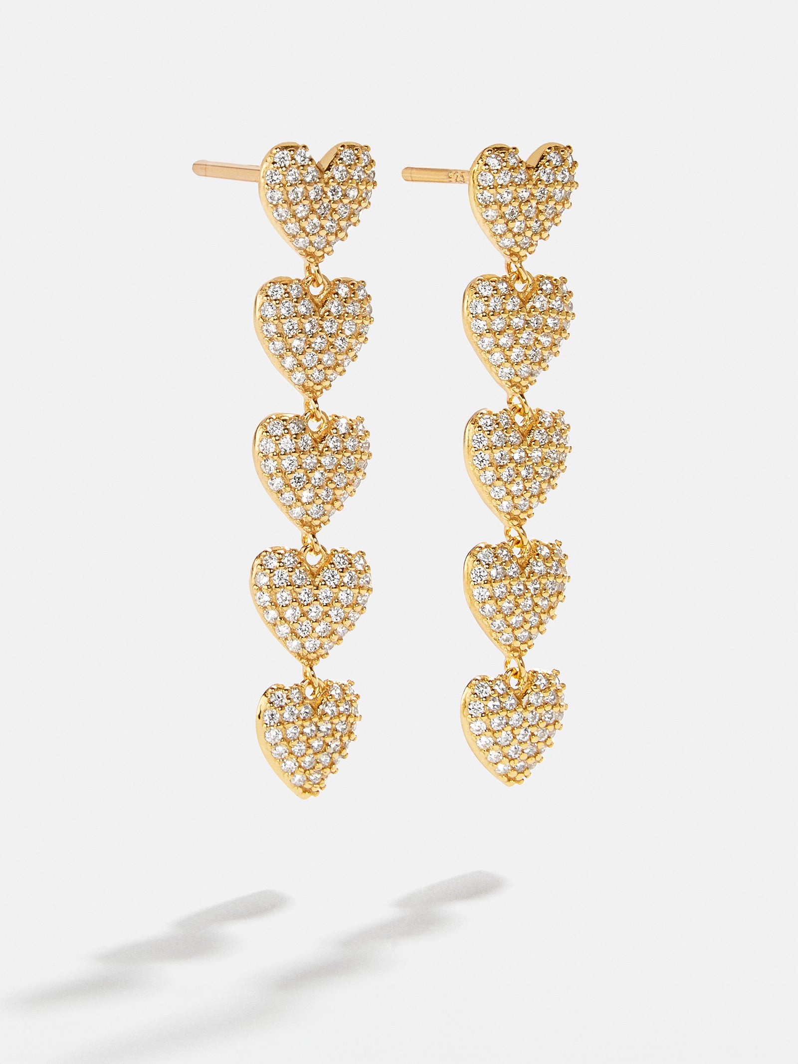 18K Gold Heart Drop Earrings - Heart