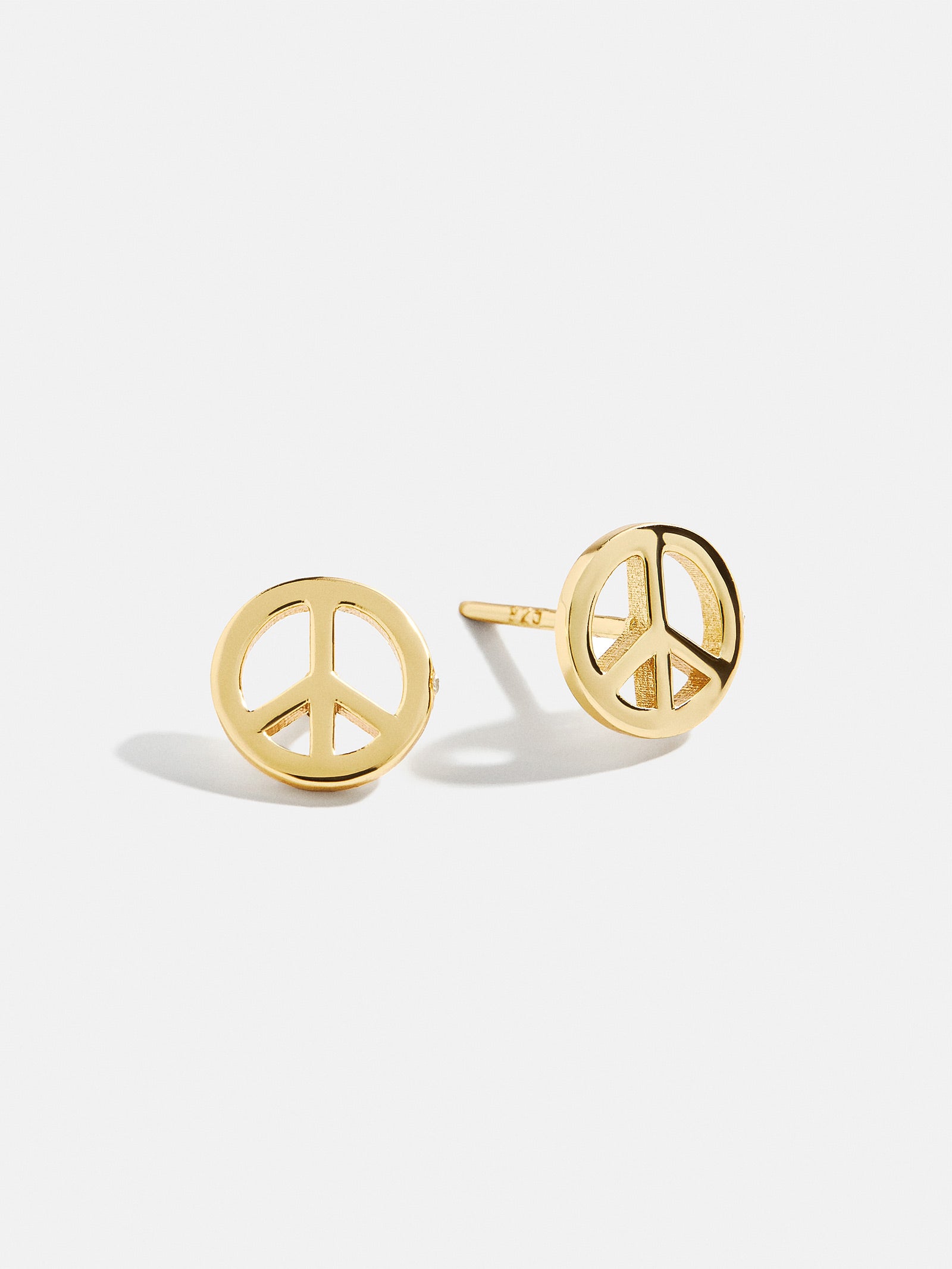 18K Gold Peace Sign Delicate Stud Earrings - Peace Sign