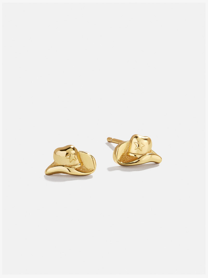 18K Gold Just For Fun Earrings - Cowboy Hat