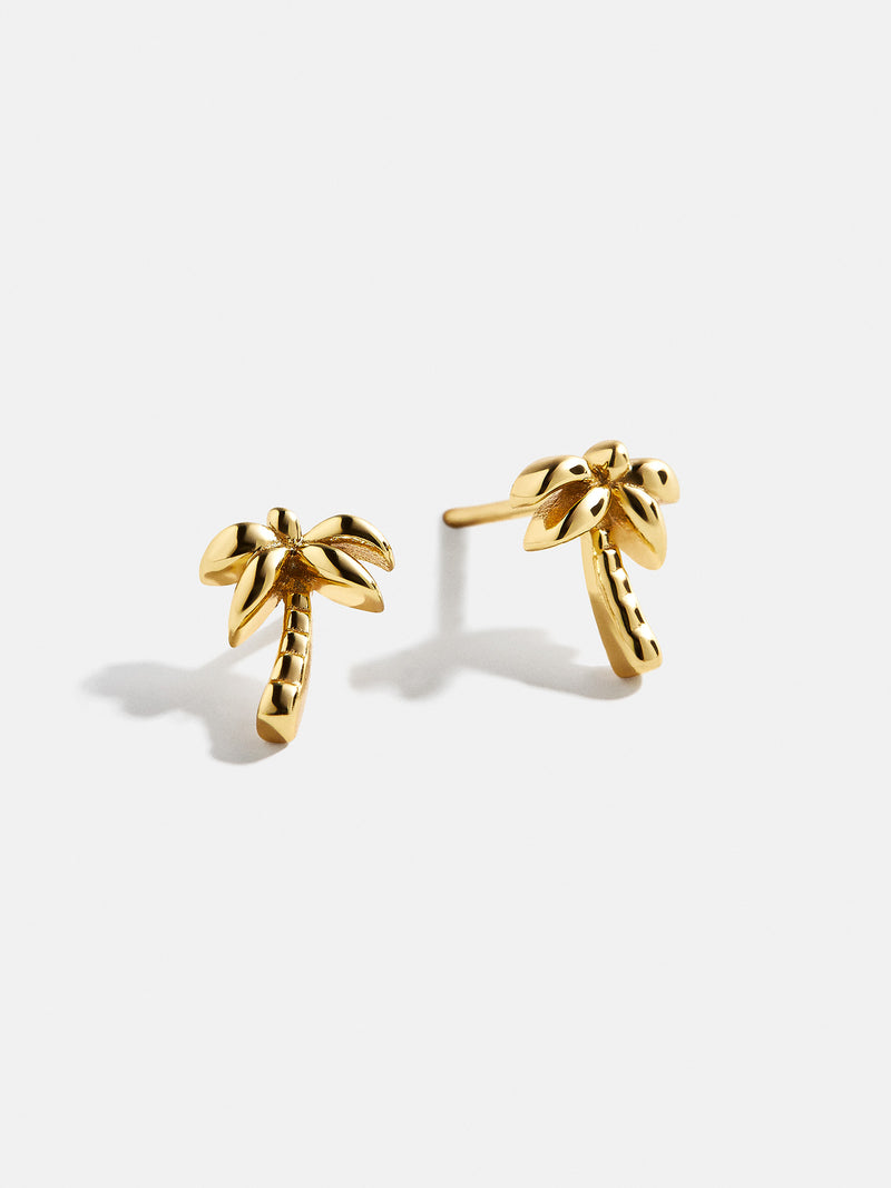 18K Gold Just For Fun Earrings - Palm Tree