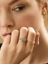 BaubleBar 18K Gold Mabel Ring - Gold/Pavé - 
    18K Gold Plated Sterling Silver, Cubic Zirconia
  
