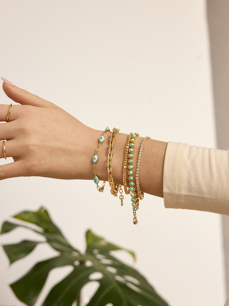 BaubleBar Yara Evil Eye Bracelet - Gold/Turquoise - 
    20% Off Bracelets with code LAYER20
  
