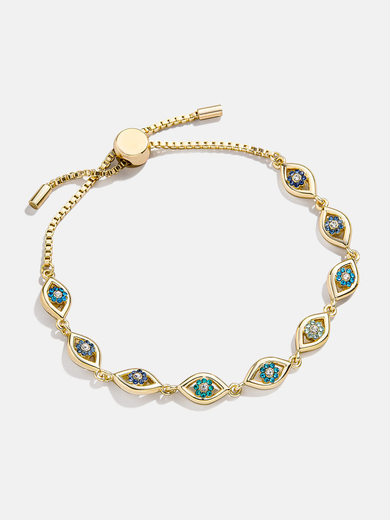 BaubleBar Aisha Evil Eye Tennis Bracelet - Blue/Gold - 
    Evil eye pull-tie tennis bracelet 
  
