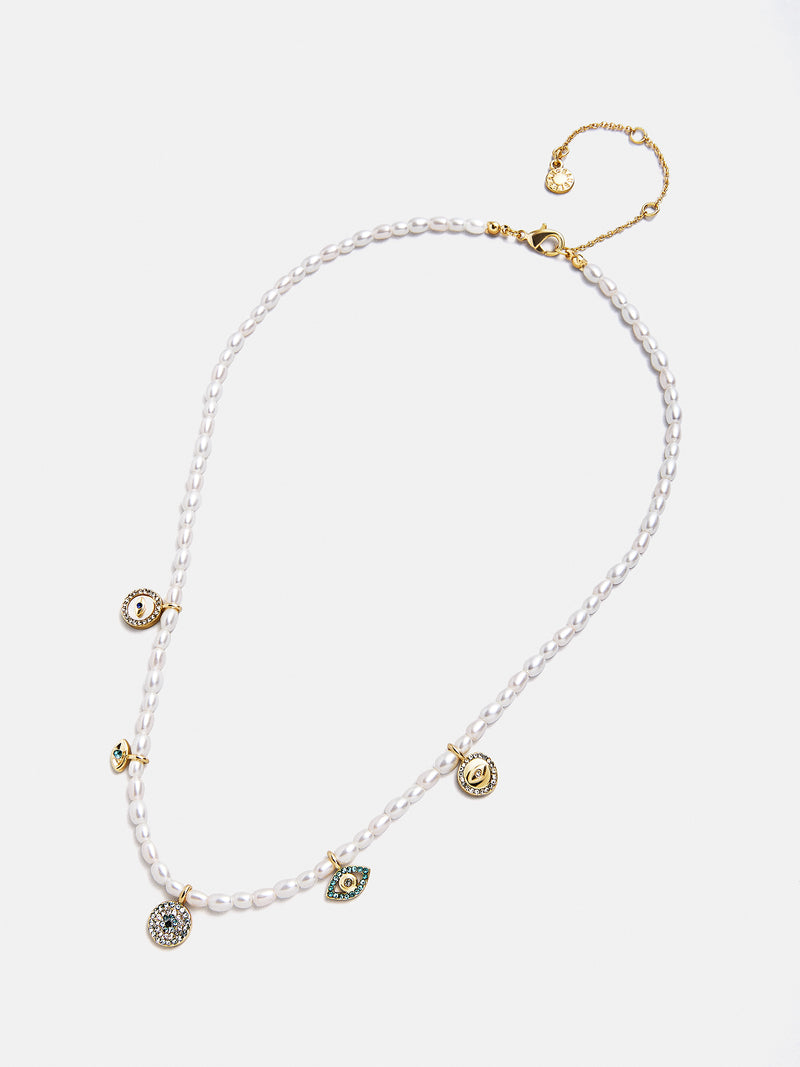 BaubleBar Frida Evil Eye Necklace - Pearl/Turquoise - 
    Pearl necklace with evil eye charms
  
