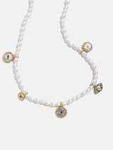 BaubleBar Frida Evil Eye Necklace - Pearl/Turquoise - 
    Pearl necklace with evil eye charms
  
