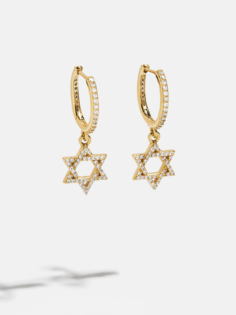 18K Gold Star of David Earrings - Star of David